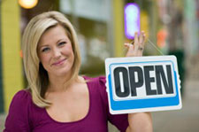 pretty women open sign